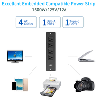 Multiprise encastrable sous bureau avec ports USB-A et USB-C, station de charge avec 4 prises CA