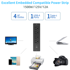 Cửa hàng bàn lõm điện dải với USB-A USB-C cổng mountable điện dải dưới bàn điện sạc trạm với 4AC cửa hàng - Product Image 5