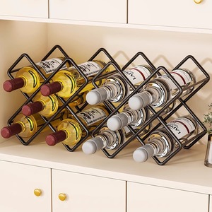 Casier à <span class=keywords><strong>vin</strong></span> en fer rouge, style luxe léger, haut de gamme, moderne et minimaliste, avec grille diamantée inclinée, pour rangement de bouteilles - Product Image 3