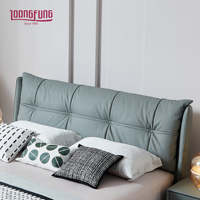 Lit rembourré LOONGFUNG avec revêtement en cuir véritable de première qualité, sommier en bois de pin séché au four, pour hôtel et chambre à coucher, taille Queen et King