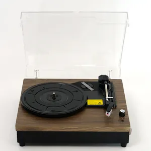 Alto-falantes estéreo de madeira antigos, plataforma giratória multifuncional para fonógrafo, toca-discos retrô de vinil para decoração de casa