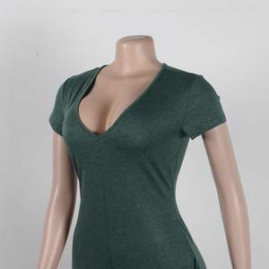 Frange latérale décontracté gland une pièce combinaison pour femmes vêtements col en v à manches courtes maigre Flare pantalon barboteuses - Product Image 2