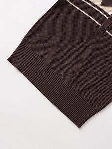 Haut tricoté décontracté respirant pour <span class=keywords><strong>femme</strong></span>, style rétro patchwork, manches courtes, collection été 2026, mélange vintage, style preppy - Product Image 6