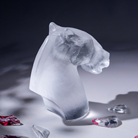 Statue de tête de cheval en cristal transparent de 11 cm, figurine artistique pour décoration de table de salon et cadeau d'affaires