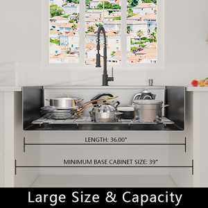 新しいファッション36インチ大型304トップマウントワークステーション304ステンレス鋼シングルボウルドロップインキッチンシンクアクセサリー付き - Product Image 6