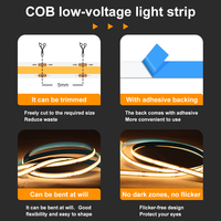 Bande LED COB 480 LED/M 3000K 4500K 6500K Monochrome 12V 24V 8mm Découpable Flexible Bande Lumineuse Uniforme Éclairage d'Escalier