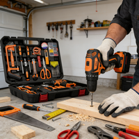 Kit d'outils électriques sans fil 21V avec batterie au lithium, multifonction, pour le bricolage et les travaux domestiques, avec perceuse