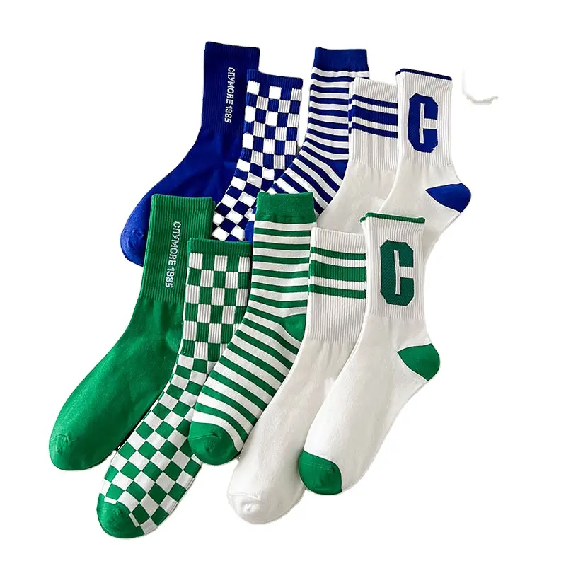 modern cotton socks fashion green style sports socks for man women unisex stock fast shipping crew sporty socks spring summer