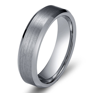 Anello da uomo in carburo di tungsteno lucido, smussato, spazzolato, sfaccettato, con vestibilità comoda - Product Image 2