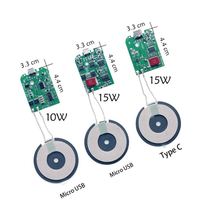 Module émetteur de chargeur sans fil haute puissance 10W 15W 20W Type C Micro USB + Bobine, carte de circuit de charge rapide standard QC/PD/QI