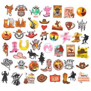 Patch brodé personnalisé en polyester durable et lavable pour bottes, avec logo thermocollant, pour vêtements de travail et style western cowboy, vente en gros - Product Image 1