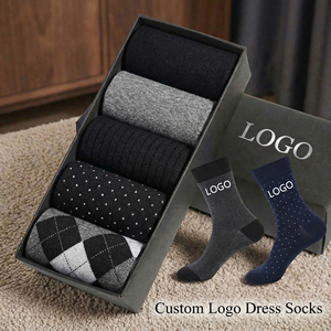 Calzini da Uomo Personalizzati OEM in Cotone Antibatterico, Classici Senza Cuciture, a Quadri, Traspiranti, per Ufficio e Business, Neri con Logo - Product Image 1