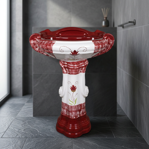 Vente en gros : Grand lavabo rectangulaire moderne en céramique avec piédestal complet, ensemble de lavabo de salle de bain émaillé - Product Image 6