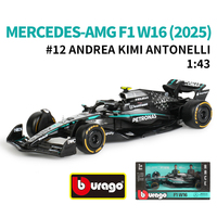 Bburago 2025 1:43 Mercedes-AMG W16 F1 Team, Modelo de Auto de Aleación, Fórmula 1, Juguete Coleccionable de Auto Fundido a Presión