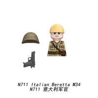 Briques personnalisées WW2, soldat d'armée italienne, officier, casque en pith, ensemble Carcano Beretta pour diorama de wargame N711-N714