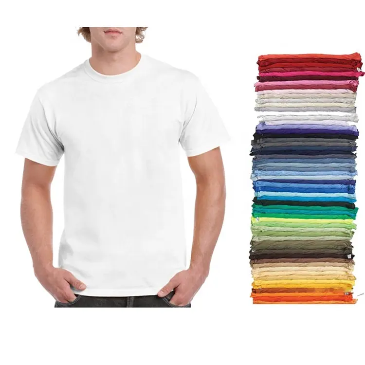 स्टॉक में उच्च गुणवत्ता रिक्त ओ-गर्दन यूनिसेक्स 100% कपास टीशर्ट सादे कोई ब्रांड टी शर्ट