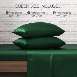 Parure de lit 3 pièces en satin soyeux tissé ultra doux et respirant avec fermeture éclair 200TC - Product Image 2