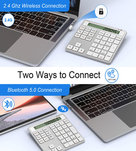 JOMAA Ergonomic BT5.0 Dual Mode <b>Wireless</b> Numeric <b>Keyboard</b> With Display Calculator 34 Keys Portable Number Keypad for Win/Mac - Product Image 6