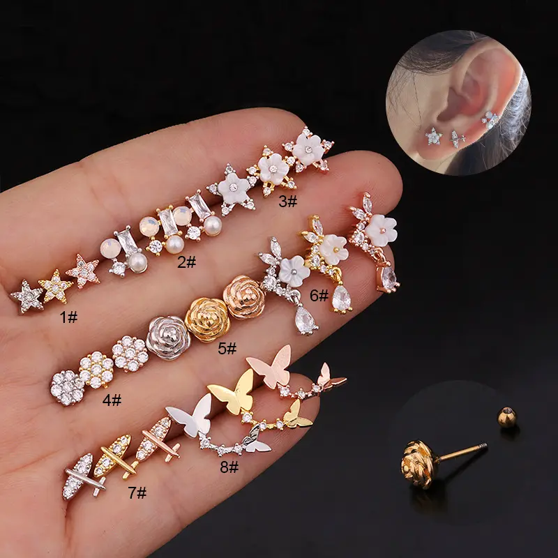 1PC Cartilage Helix Tragus Ear Piercing Punk Rock Ear Nail Piercing Accessories Ear Stud Earrings Body Jewelry Accessories