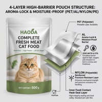 Sachet Doypack Personnalisé Imprimé en Usine 2,5 kg avec Fermeture Zip Refermable pour Aliments pour Chats, Sac d'Emballage Alimentaire en Plastique de Qualité Alimentaire pour Animaux de Compagnie OEM ODM