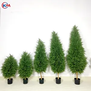 UV Resistant 2/3/4/5/6Ft Cone Shape Artificial Cypress Tree Pine Tree Topiary Trees Artificial Outdoor Plant
