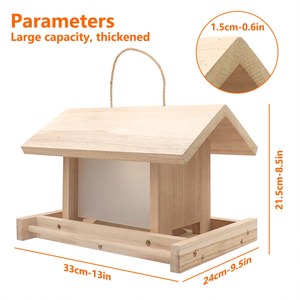Mangiatoia per uccelli in legno di grande capacità-mangiatoia all'aperto per tutte le stagioni per uccelli selvatici, fringuelli, pettirossi, passeri, ghiandaie blu e cince - Product Image 5