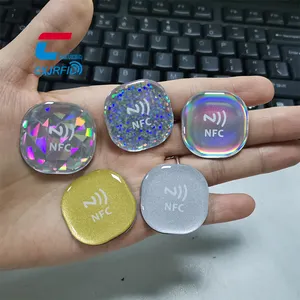 Stiker Keran Nfc Media Sosial Populer untuk Telepon Berbagi Informasi Kontak Tahan Air Epoksi Tag Nfc