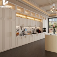 Meuble de cuisine moderne Aige avec îlot, armoire de rangement Vallid, placard de cuisine en MDF, ensemble complet de meubles américains