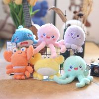 Gantungan Kunci Boneka Hewan Laut Lucu Tersedia, Octopus, Kepiting, Ubur-ubur, Mainan Boneka Lembut untuk Anak-anak, Gantungan Tas, Bersertifikat CE