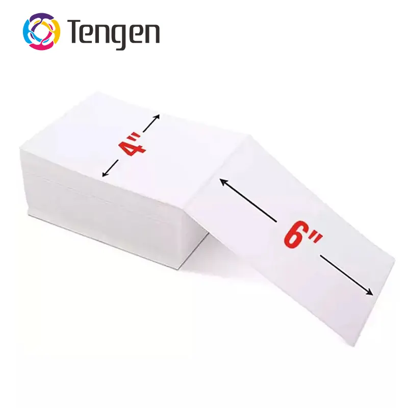Tengen 무료 샘플 4x6 A6 Fanfold 인쇄 라벨 스티커 배송 열 팬 배 운송장 주소 스티커