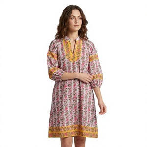 Vestido Midi Ajustado de Algodón Ligero para Mujer, Estilo Y2K Hip Hop, Cuello en V, Estampado Floral, Cierre de Botones, Informal, para Fiestas Nocturnas, para Adultos - Product Image 1