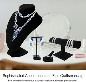 Velvet Jewelry Display Set Velvet <b>Necklace</b> Bust Holder Mannequin Bust T-Bar 2 T Shape Earring Stand 2 Velvet <b>Ring</b> Finger Jewelry - Product Image 3