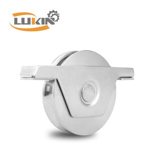 Roulette à rainure en V finie zinc de 3 pouces avec support Roues de porte interne à usage intensif <span class=keywords><strong>Rail</strong></span> inférieur Roue de type V - Product Image 3