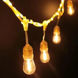 Fornecedor 10m 20 bulbo impermeável ao ar livre E26/E27 lâmpada titular S14LED lâmpada de plástico para decoração do pátio decoração de Natal