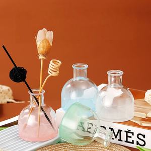 Botella Difusora de Aceite de Vidrio Redonda Esmerilada Degradada <span class=keywords><strong>Rosa</strong></span> Azul Verde de 100ml Personalizada con Tapa de Tapón, ¡Venta Caliente! - Product Image 2