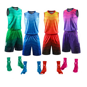 Conjunto de Camiseta de Baloncesto Personalizada, Sin Mangas, Cuello en V, Color Degradado, Absorbe la Humedad, 100% Poliéster, Unisex, Adulto, Todas las Temporadas - Product Image 1
