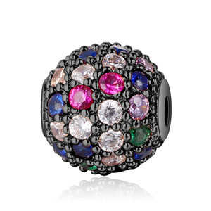 6-8-10mm Đồng Tròn Đầy Màu Sắc Zirconia Zirconia Micro Pave Brass Phụ Kiện Để Làm Vòng Tay - Product Image 4