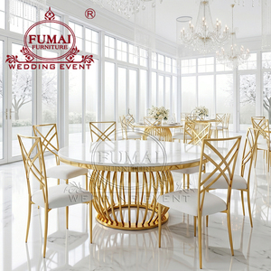 FUMAI FURNITURE Modern <b>Round</b> Mdf Top Metal Dining <b>Table</b> Contemporary Hotel Furniture for Wedding Events - Product Image 2
