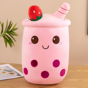 Cuscino a Forma di Bubble Tea alla Frutta, Gusti Fragola e Matcha, Simpatico Peluche Kawaii con Imbottitura in Cotone PP, Regalo di Compleanno per Ragazze - Product Image 5