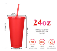 Gobelets en plastique écologiques personnalisables de 24 oz, couleur unie, avec couvercles et pailles