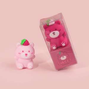 Oso de fresa lindo estudiante de dibujos animados papelería portátil Mini sacapuntas - Product Image 2