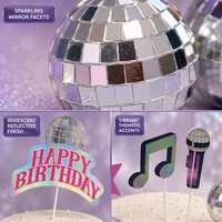 Discokugel Tortendeko-Set Holografisches Musiknoten-Papierbanner 70er 80er Jahre Party Tortendekoration für Geburtstagsbedarf