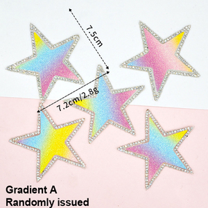 Stok buatan tangan Glitter Bling gradien warna-warni bintang Iron-on berlian imitasi <span class=keywords><strong>Patch</strong></span> merasa berlian applique manik-manik dekorasi untuk sepatu - Product Image 3