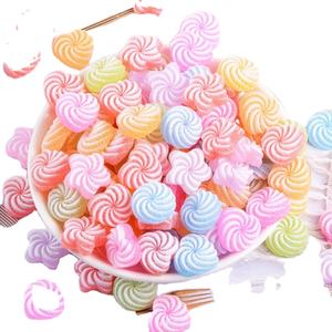 Mélange de cœur d'amour rond tourbillon en résine, 50 pièces, accessoires Kawaii, Cabochon à dos plat, décoration, embellissement artisanal - Product Image 1