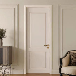 Maßgefertigte Creme-Einbaupaneel-Innentür Zweiflügelige Formgepresste Schlafzimmer-Apartmenttür - Product Image 5