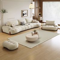 Krem Rengi Marshmallow Kumaş Sünger Dolgulu Köşe Koltuk Modern Minimalist Kedi Tırnaklarına Dayanıklı Küçük Oturma Odası İçin
