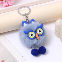 Porte-clés hibou en peluche écologique, fausse fourrure moelleuse, animal en peluche, pendentif décoratif