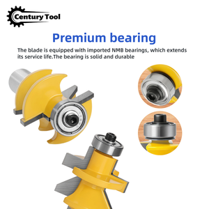 Juego de fresas de ranurar y machihembrar para carpintería, para empalmes de madera, suelos y marcos, vástago de 8 mm y 1/2'' - Product Image 2