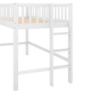 เตียงสองชั้นไม้สีขาวพร้อมสไลเดอร์และบันไดสำหรับห้องนอนเด็ก - Product Image 5