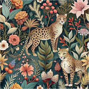 Forêt Jungle Léopard Floral Peel Stick Papier Peint Vert Marron Rose Auto-Adhésif PVC Animal Print pour Cuisine Salon Demande - Product Image 2